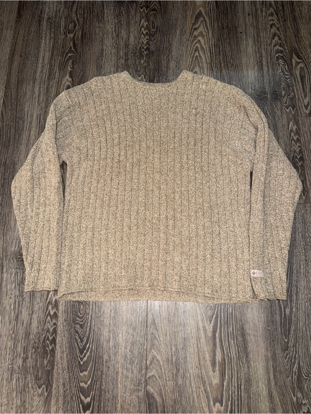 Columbia Vintage Knit Chunky Ribbed Tan Sweater Size XL